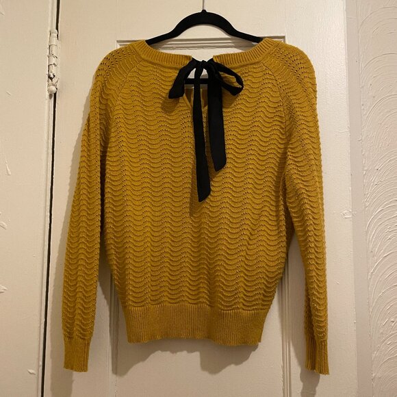 NWOT Like New Promod Mustard Scoop Neck Tie-Back Sweater Size S - Picture 2 of 5